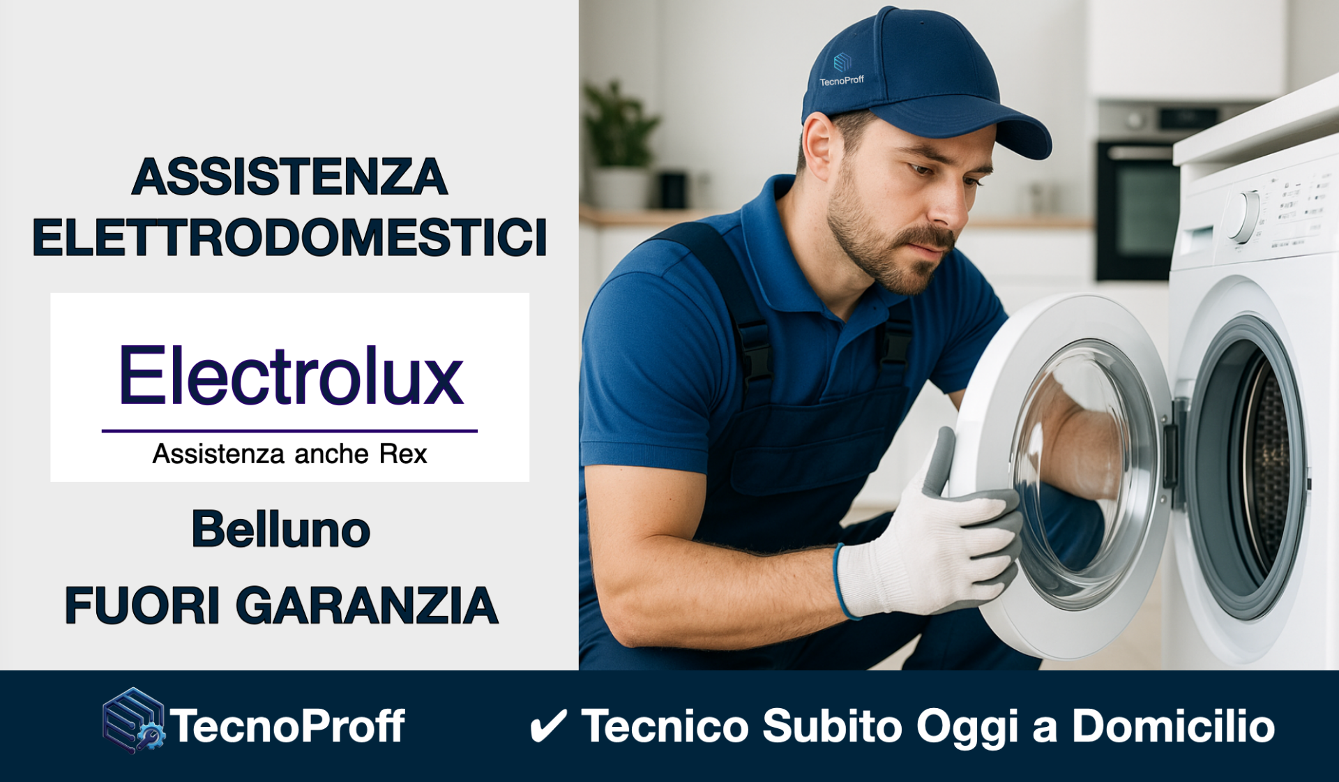 Assistenza Electrolux Belluno con tecnico a domicilio entro 24h per lavatrici, lavastoviglie e modelli Rex fuori garanzia