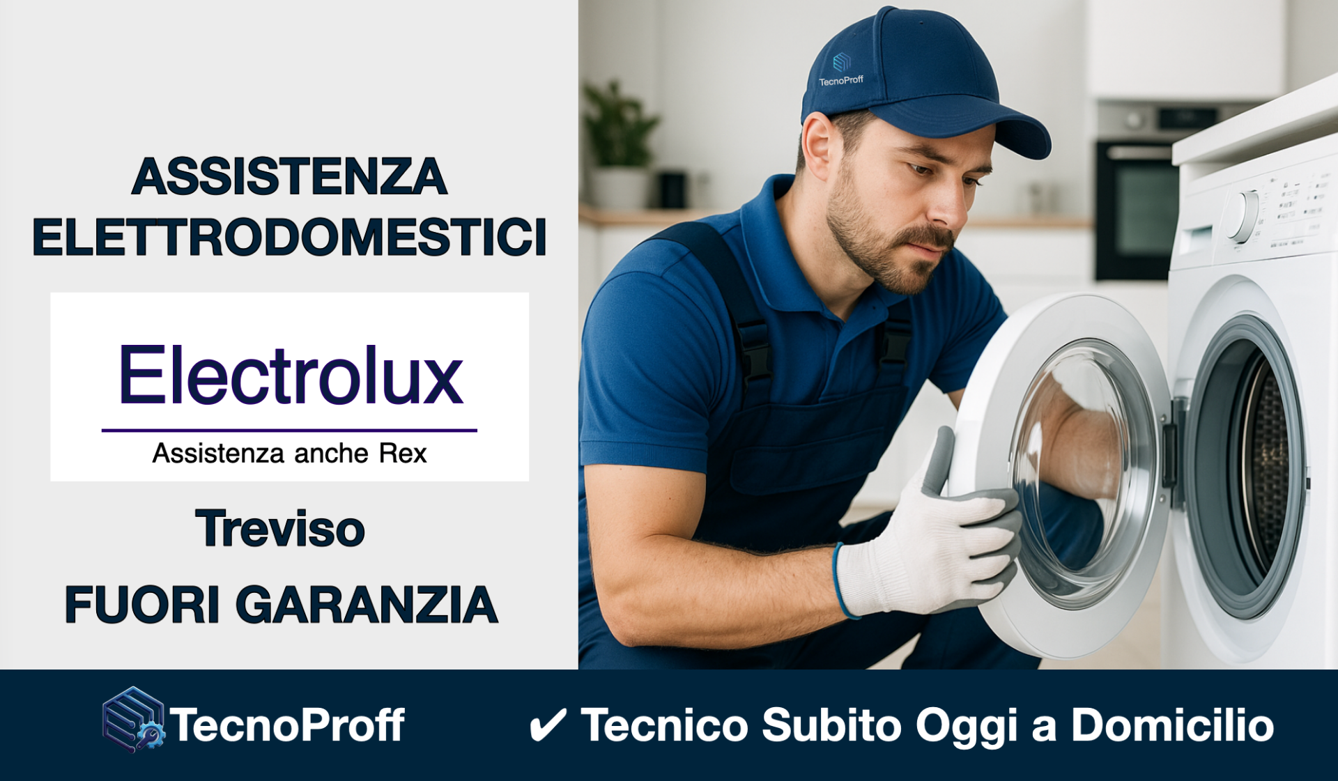 Assistenza Electrolux Treviso con tecnico a domicilio entro 24h per lavatrici, lavastoviglie e modelli Rex fuori garanzia