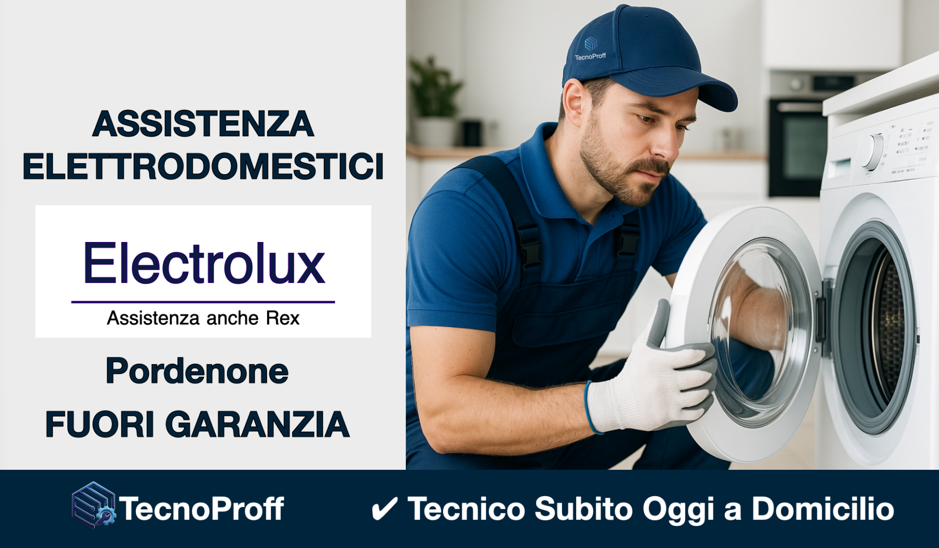 Assistenza Electrolux Pordenone con tecnico a domicilio entro 24h per lavatrici, lavastoviglie e modelli Rex fuori garanzia