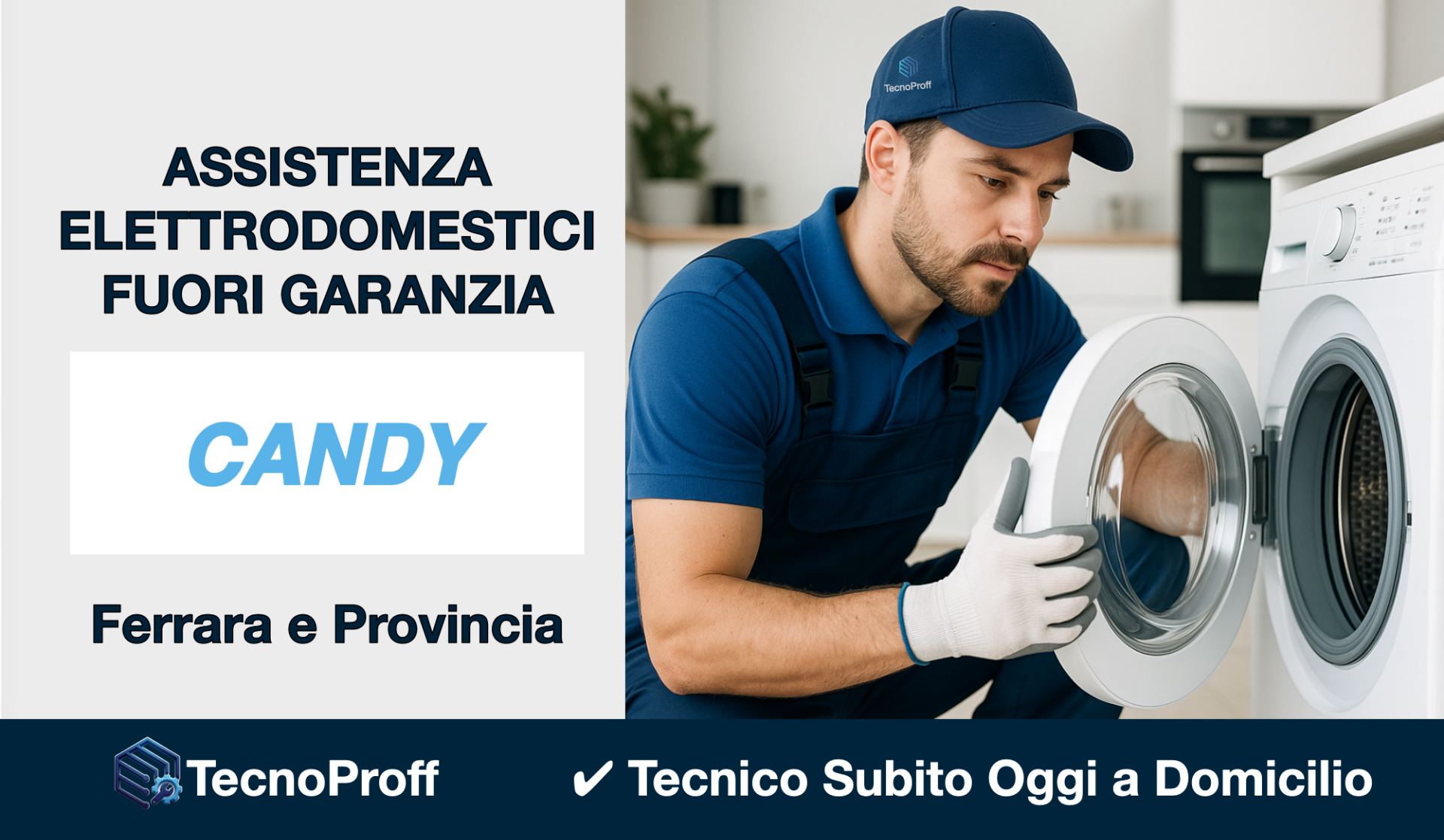 Tecnico Candy a Ferrara per riparazione elettrodomestici a domicilio entro 24 ore