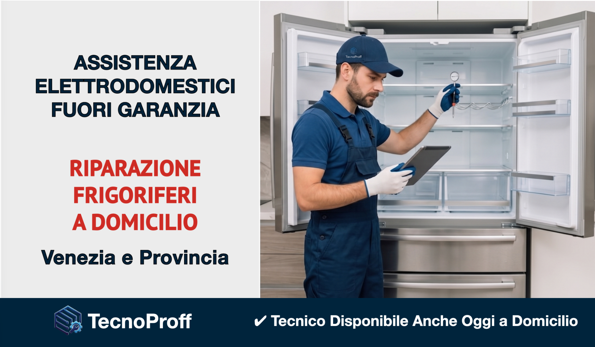 Riparazione frigoriferi Mestre Venezia con tecnico specializzato a domicilio per guasti e No Frost