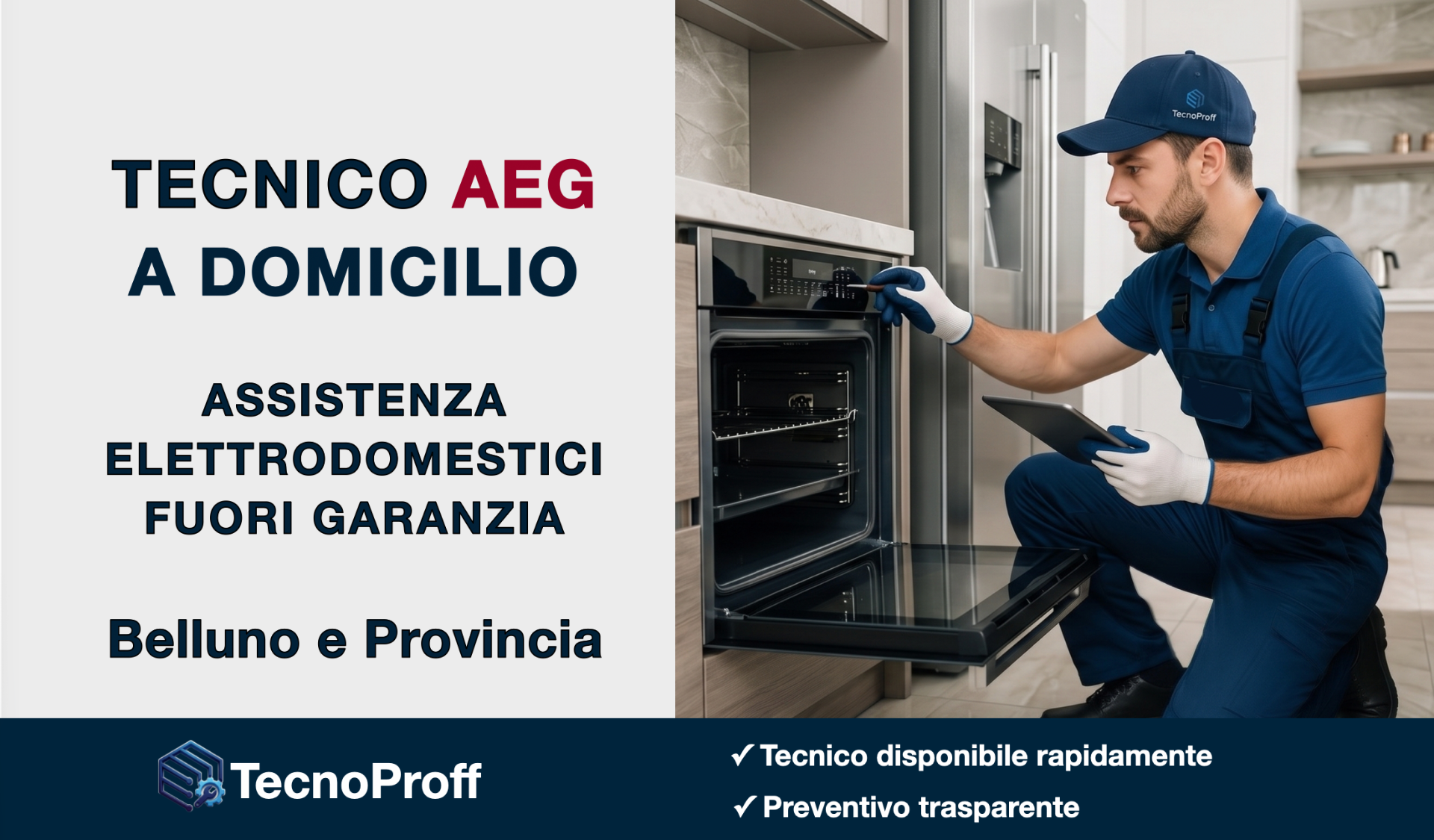 Tecnico AEG a domicilio per assistenza e riparazione elettrodomestici fuori garanzia a Belluno e provincia